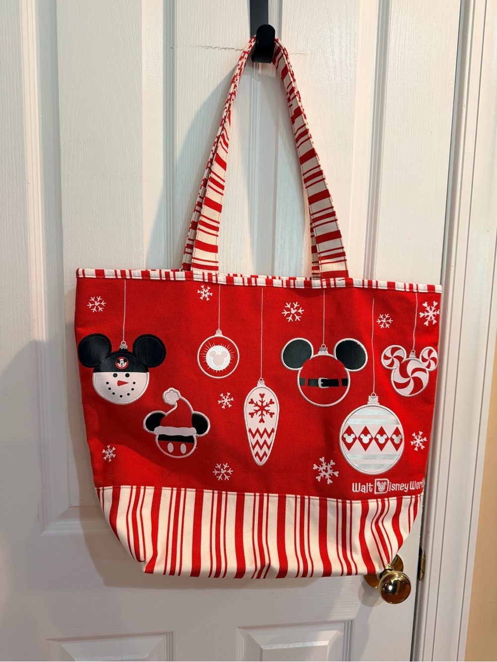 Disney Red and White Mickey Ornament Holiday Tote